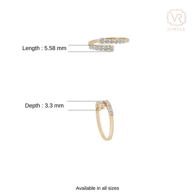 14k Yellow Gold Open Diamond Open Bypass Modern Ring Size 4 For Sale - Image 11 of 15