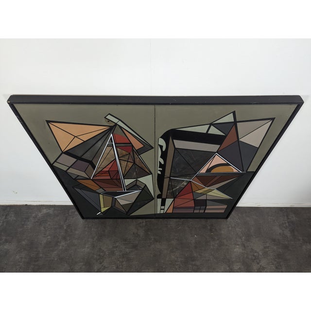 Unknwon, Cubist Abstract Painting, Acrylic For Sale - Image 3 of 8