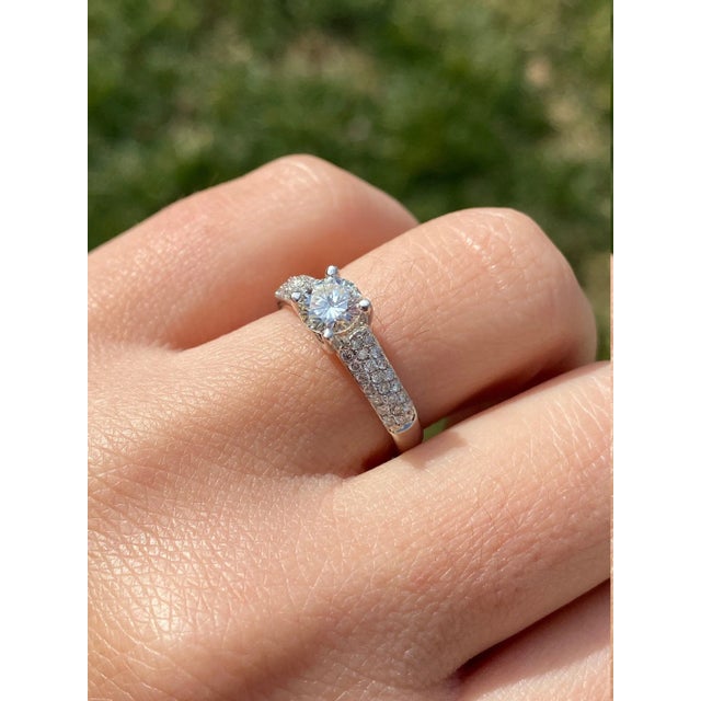 Silver The Lydian: Ladies 14K White Gold and Diamond Engagement Ring For Sale - Image 8 of 9