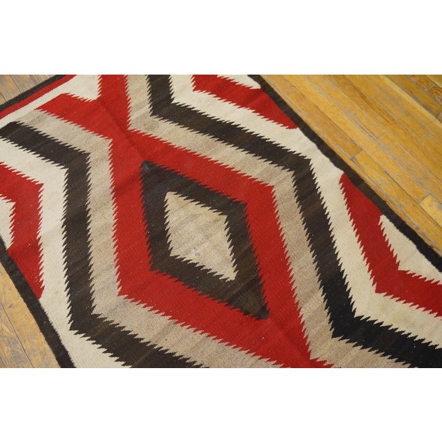 1930s Red Zig Zag Tribal Antique American Navajo Rug 3' 2" X 5' 2" Flatweave Wool Carpet For Sale In New York - Image 6 of 8