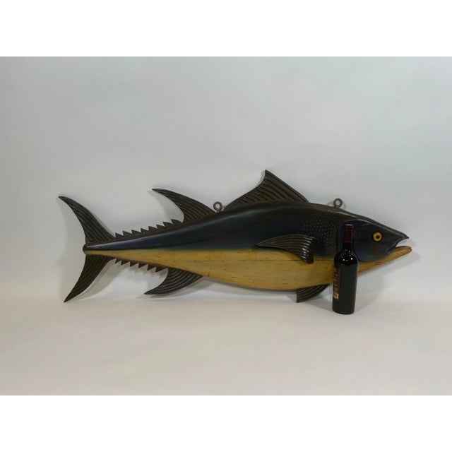 Figurative Carved and Painted Tuna Fish Carving For Sale - Image 3 of 10