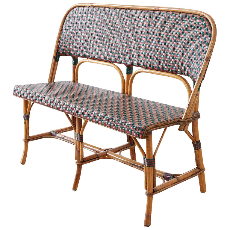 French Maison Gatti Rattan Bamboo Banquette Settee Chairish