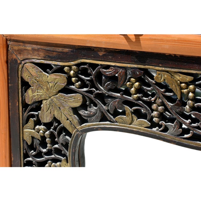 Mirror With Chinese Antique Screen Grapes Harmony For Sale In Los Angeles - Image 6 of 12