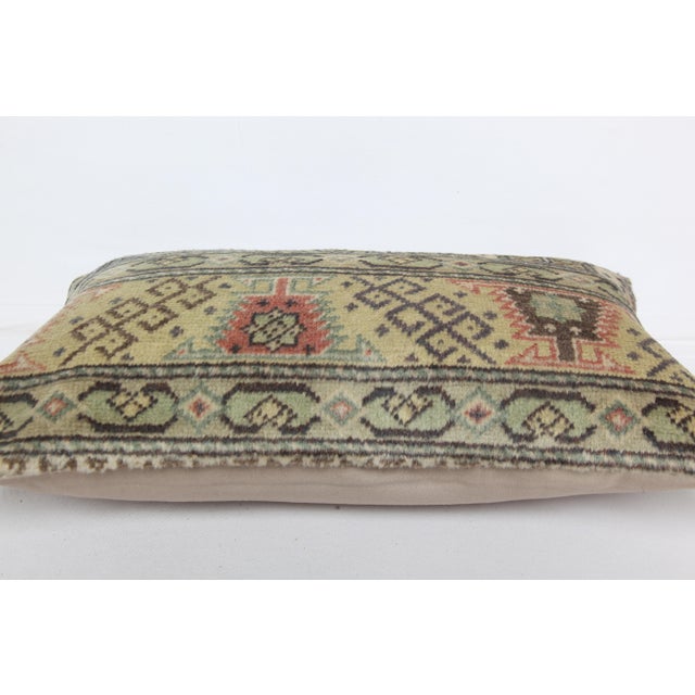 Cream Hand Knotted Wool Lumbar Cushion Cover - 12'' X 20'' For Sale - Image 8 of 9