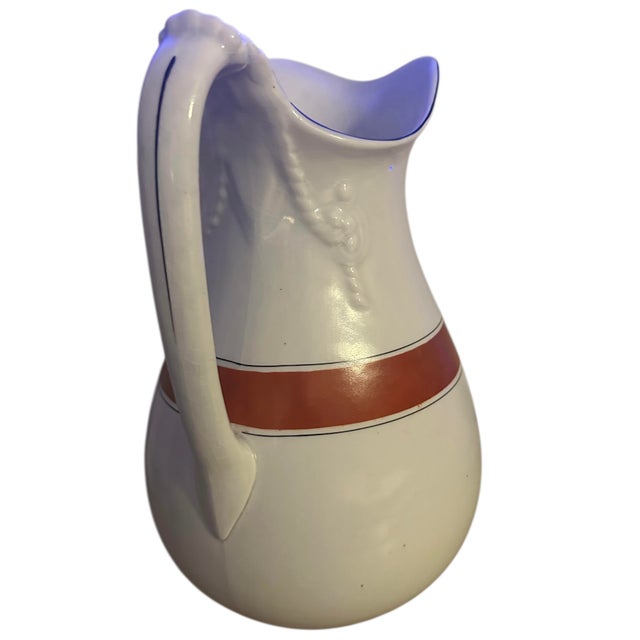 Vintage Ironstone East Trenton Pottery Washstand Pitcher. This ironstone pitcher dates to the late 19th century, likely...