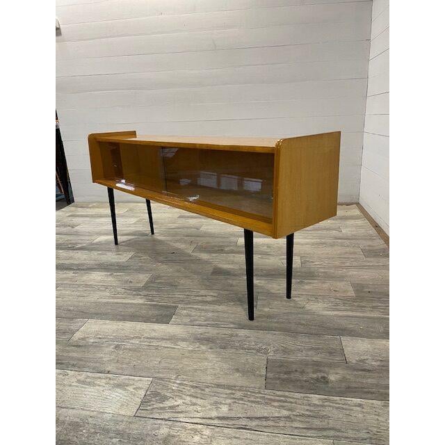 Vintage Sideboard by Novy Domov, 1950 In superb condition with original glass with black wooden legs Legs can screwed down...