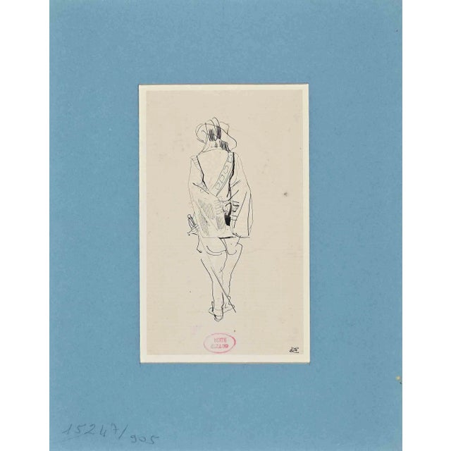 Eugène Giraud, Musketeer From Behind, Drawing on Paper, Late 19th-Century For Sale