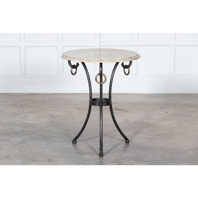 Mid-Century French Iron and Stone Table For Sale - Image 3 of 14