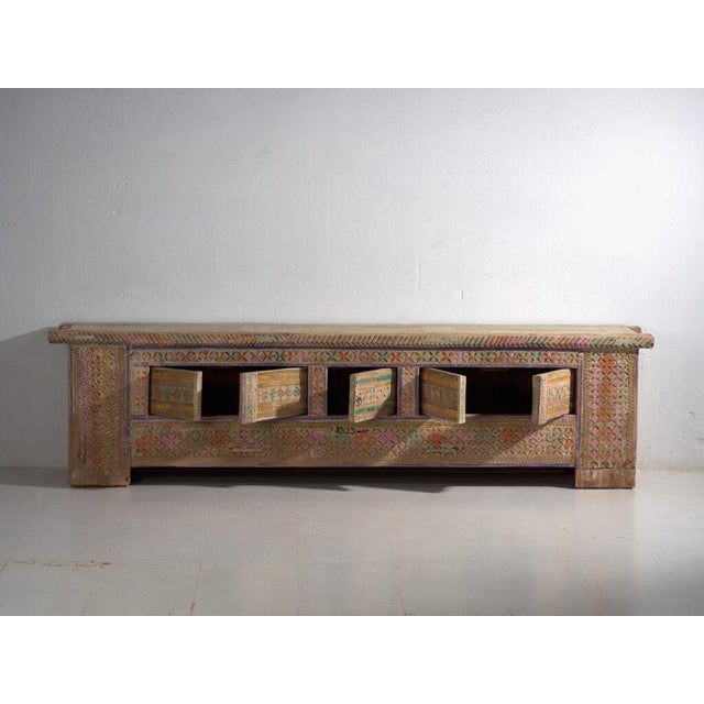 Antique Painted Uyghur Xinjiang Silk Road Sideboard or Cabinet For Sale - Image 11 of 15