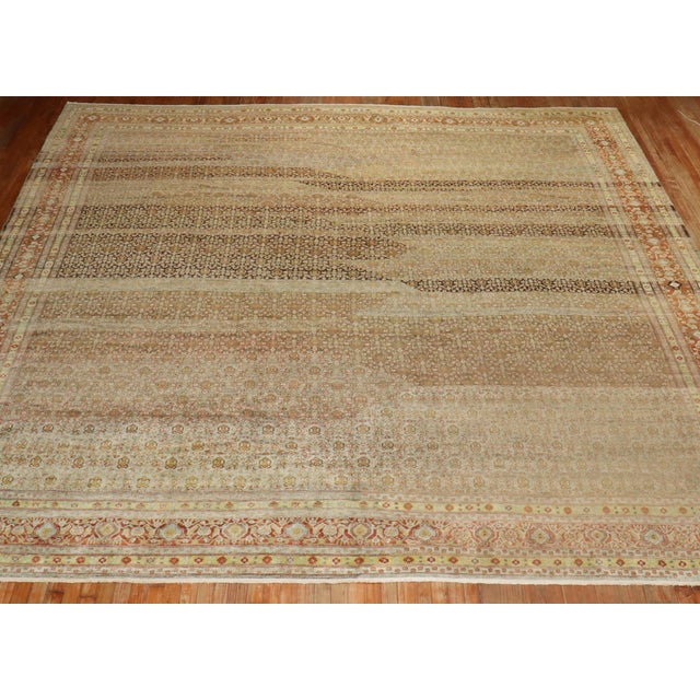 Antique Zabihi Collection Persian Square Senneh Rug - 12'3" x 12'10" For Sale - Image 9 of 10