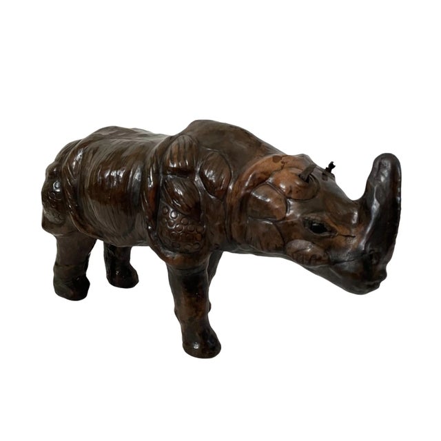 Mid Century Leather Wrapped Rhino Sculpture For Sale In San Francisco - Image 6 of 6