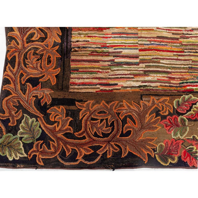 Textile Doris Leslie Blau Vibrant Antique American Hooked Rug For Sale - Image 7 of 11