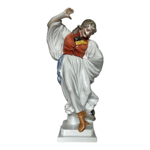 Pair of Herend Hand-Painted Hungarian Gentleman Dancer Porcelain Figurines