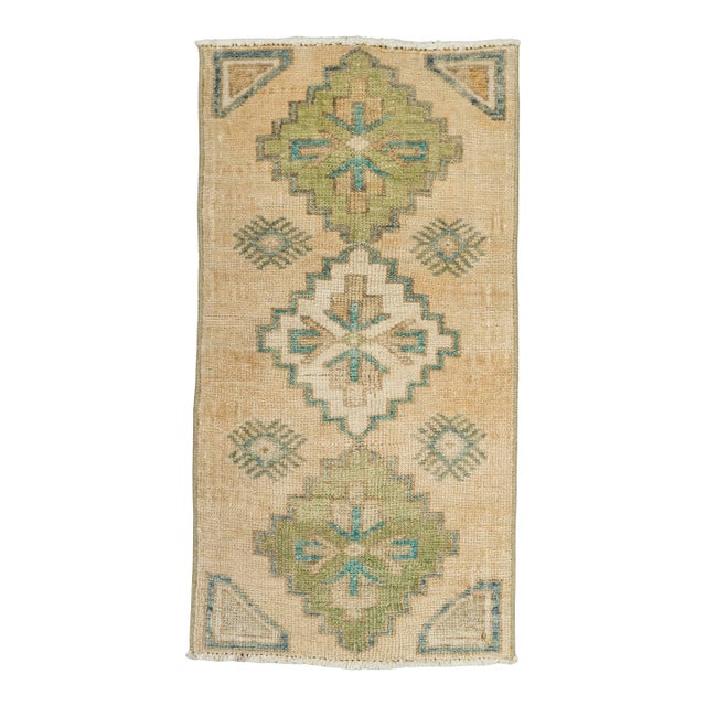 Turkish Mini Rug Oriental Hand Knotted Vintage Rug 1'5" x 2'9" #21096 For Sale
