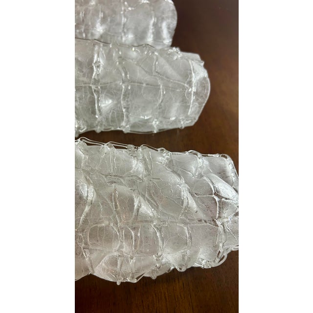 1960s Vintage Doria Leuchten Wall Sconces - Hand-Worked Murano Ice Glass - Set of 3 For Sale - Image 5 of 11