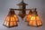 Mission Antique Arts & Crafts Mission 4-Light Brass Chandelier With Colorful "Slag Glass" Shades For Sale - Image 3 of 9