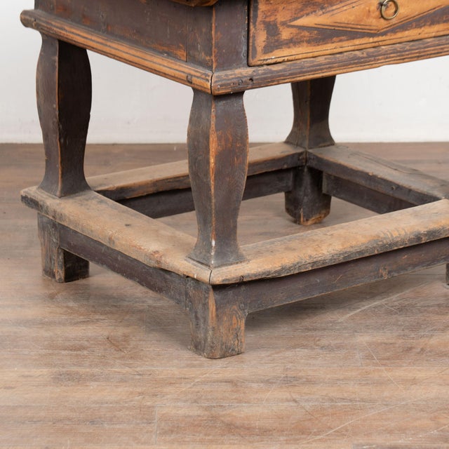 19th Century Swedish Original Painted Pine Baroque Side Table With Drawer For Sale - Image 12 of 13