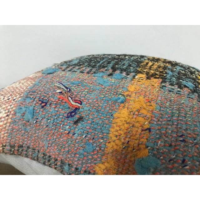 Boho Chic Turkish Deco Handmade Cotton Kilim Pillow For Sale - Image 3 of 6