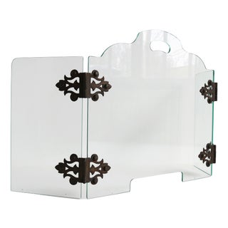 Mid-Century Modern Glass Folding Triptych Fire Screen from Jemeppe, 1960s For Sale