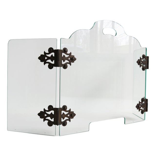 Mid-Century Modern Glass Folding Triptych Fire Screen from Jemeppe, 1960s For Sale