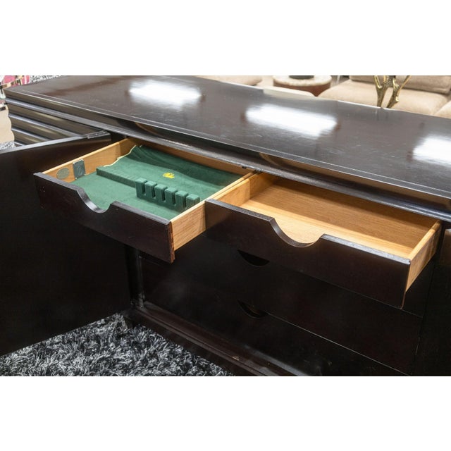 Late 20th Century Barbara Barry for Baker Modern Fluted Black Lacquered Sideboard Credenza For Sale - Image 5 of 11