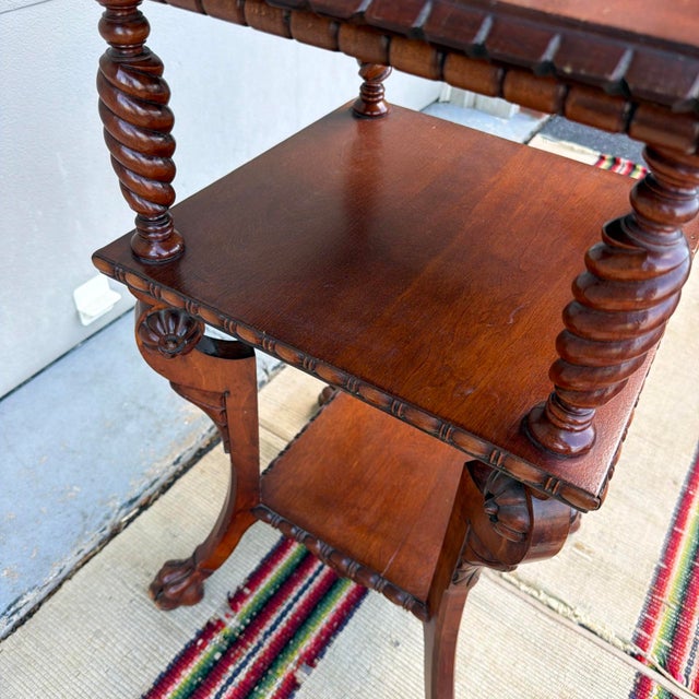 Antique Carved Cherry Wood Side Table, Aesthetic Period, Circa 1890 For Sale - Image 18 of 18