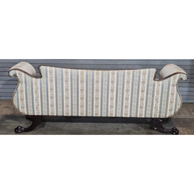 Antique American Empire Style Carved Mahogany Sofa Wing Legs Claw & Ball Feet For Sale - Image 11 of 12