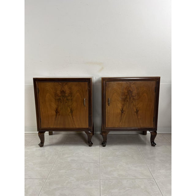 Brown Italian Art Deco Bedside Tables, 1940s, Set of 2 For Sale - Image 8 of 11