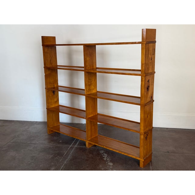 1950s solid wood bookshelf in good vintage condition. Mid century brutalist organic style. Patinated wood all around, some...
