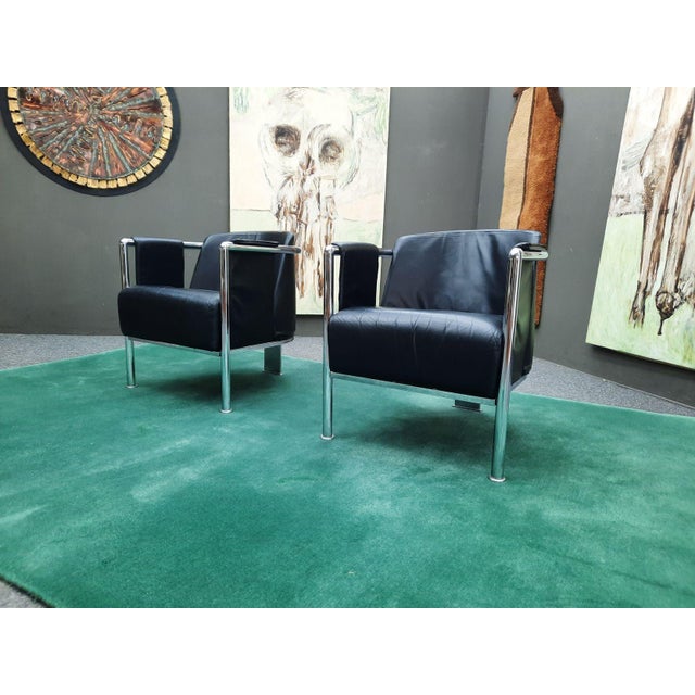 Vintage Italian Club Chairs in Leather, 1980s, Set of 2 For Sale - Image 14 of 14