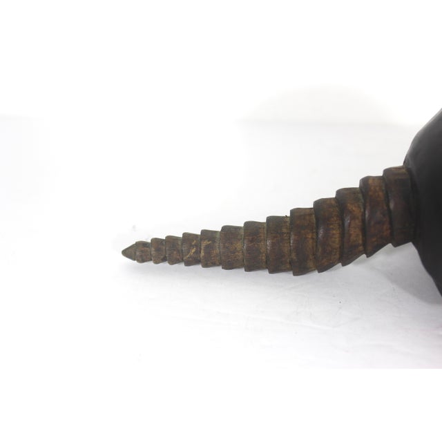 Mid 20th Century Vintage Carved Wood Armadillo Boho Chic Southwest Animal Figurine Large Paper Weight For Sale - Image 5 of 8