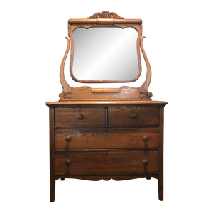 Late 1800s Carved Mirror and Dresser