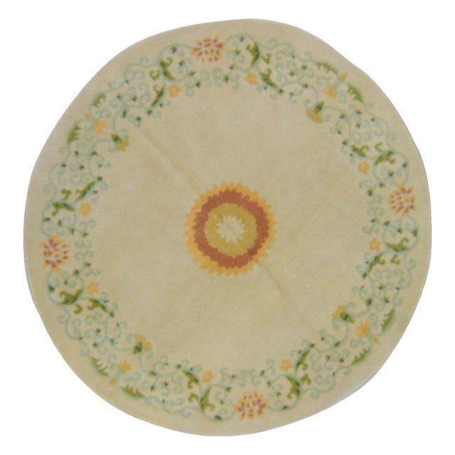 Vintage Chinese Art Deco Hand Knotted Wool Rug, 5'3''x5'9'' For Sale