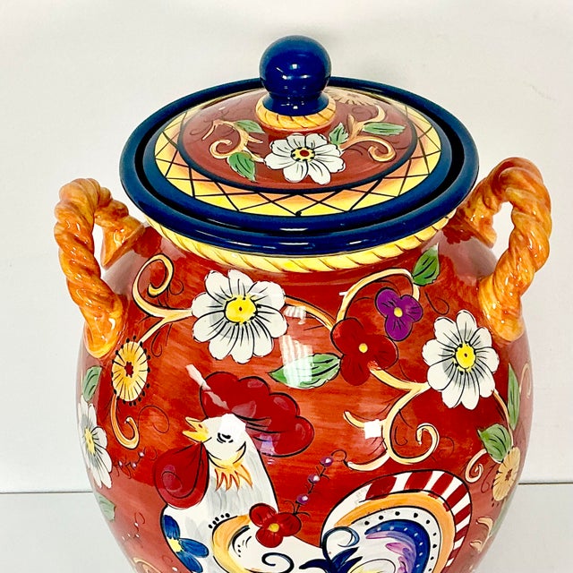 1980s Vintage Mediterranean Italian Style Boho Chic Ceramic Beverage Dispenser & Heating Base - 3 Piece Set. For Sale - Image 6 of 12