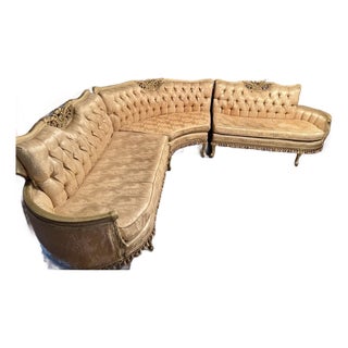 1950s American Victorian Rococo Revival 3-Piece Curved Sectional Sofa – Union Made For Sale