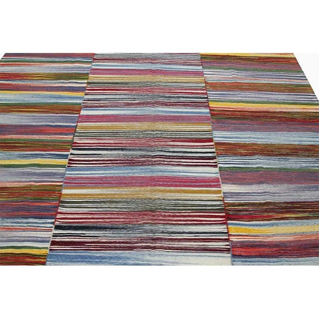 2010s Handwoven Scandinavian Style Persian Kilim Area Rug 7’3″ X 9’5″ For Sale - Image 5 of 12