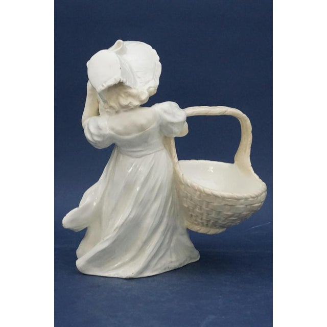 Art Nouveau Ceramic Figurine of Little Girl with Hat and Large Basket by Lefont for Goldscheider, Vienna, Austria, Late 1800s For Sale - Image 6 of 18