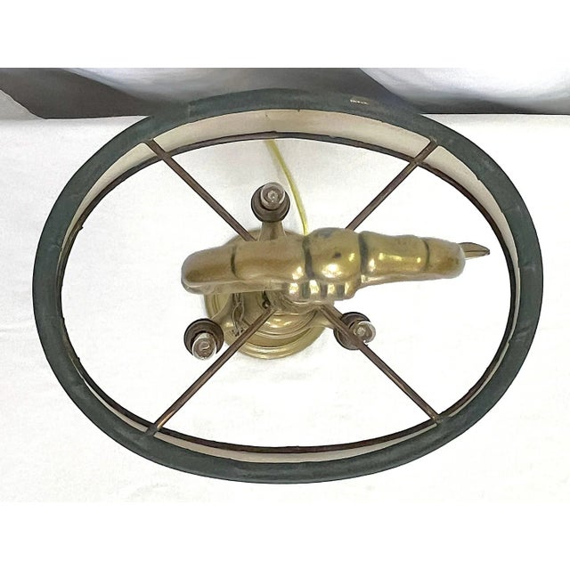 Early 20th Century Antique Brass 3-Candle Lamp Converted to Electric With Adjustable Lampshade For Sale - Image 5 of 12