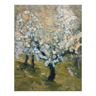 1970s Oil Painting Trees in the Garden Dupliy Sergey Alexandrovich For Sale