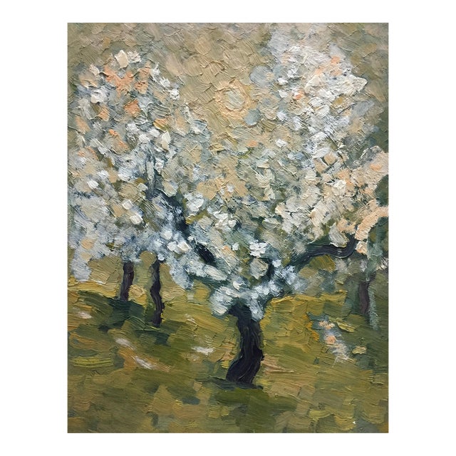 1970s Oil Painting Trees in the Garden Dupliy Sergey Alexandrovich For Sale