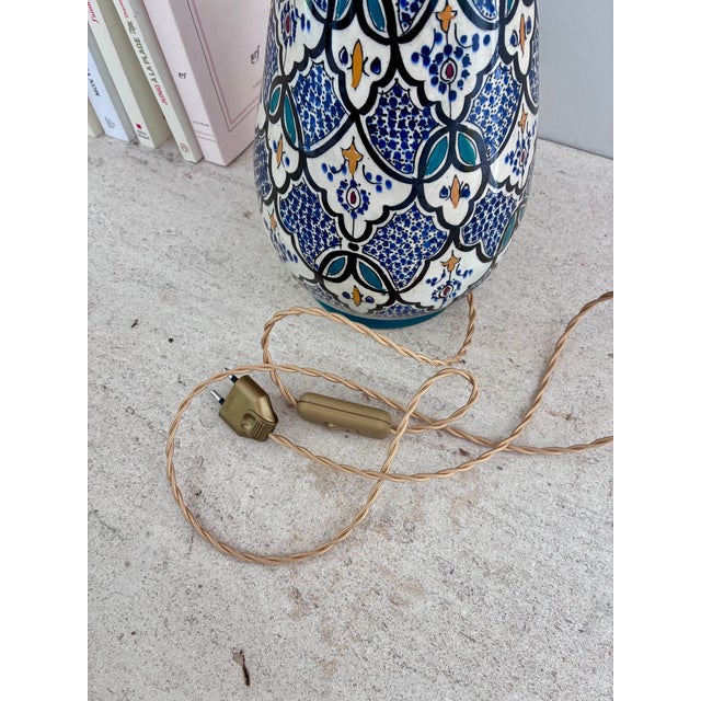 1970s Large Moroccan Lamp in Glazed Ceramic, 1970 For Sale - Image 5 of 6