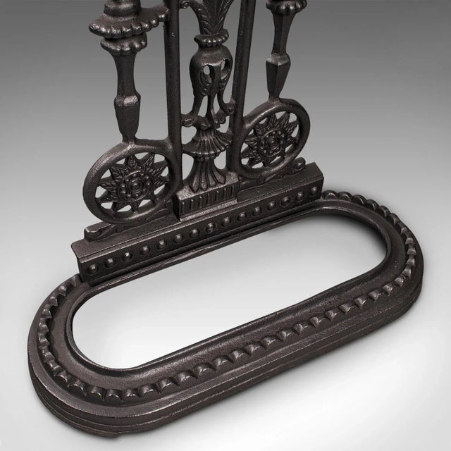 1940s Vintage Art Deco English Iron Decorative Stick Stand For Sale - Image 9 of 11