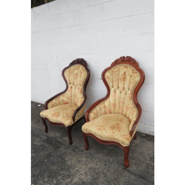 Mid 20th Century Victorian Kimball Carved Side Chairs a Pair 6218 For Sale - Image 12 of 18