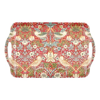 Spode Morris & Co Strawberry Thief Red Melamine Large Handled Tray For Sale