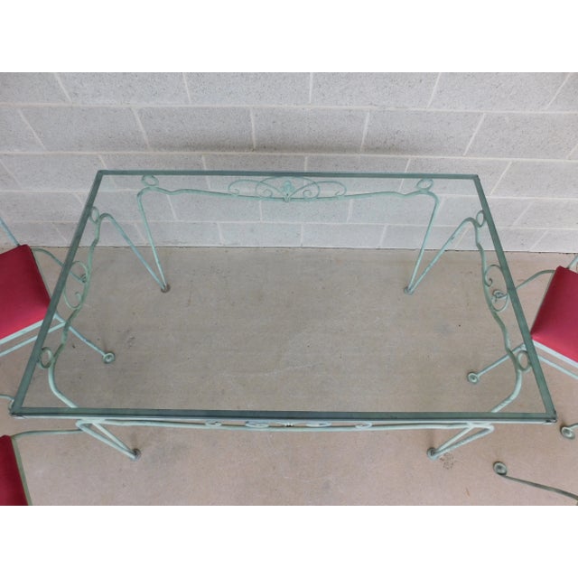 Metal Vintage Woodard Style Wrought Iron Outdoor Dining Set For Sale - Image 7 of 18