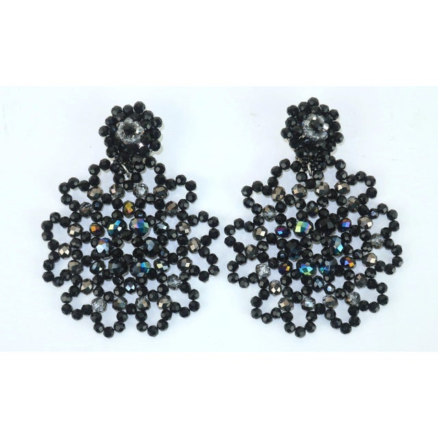 1980s 1980's Black Beaded Dangle Earrings, a Pair For Sale - Image 5 of 9