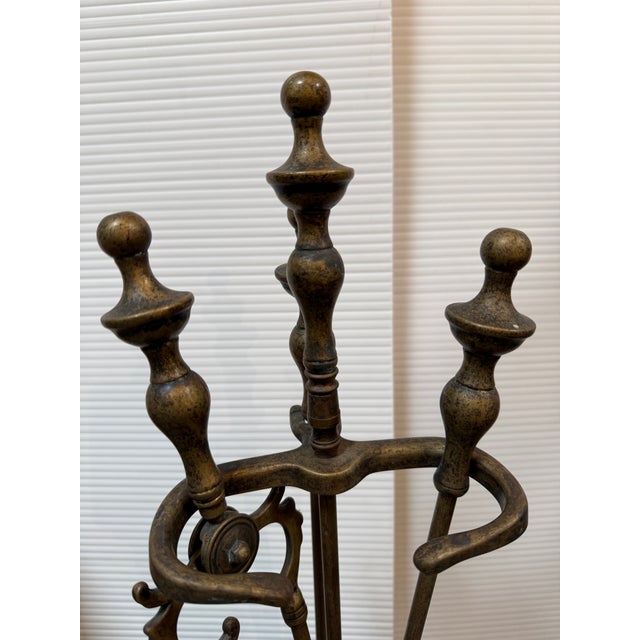 Victorian Style Brass Fireplace Tools, Set of Four For Sale - Image 4 of 12