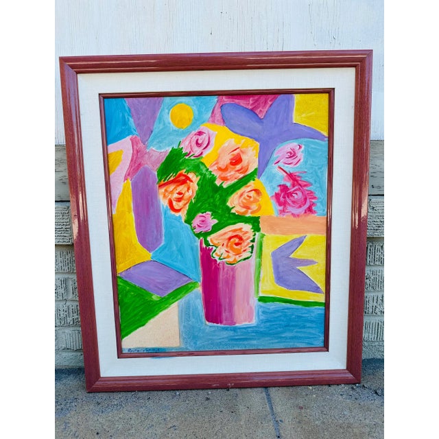 Textile Vintage Oil on Canvas Painting, Framed For Sale - Image 7 of 7