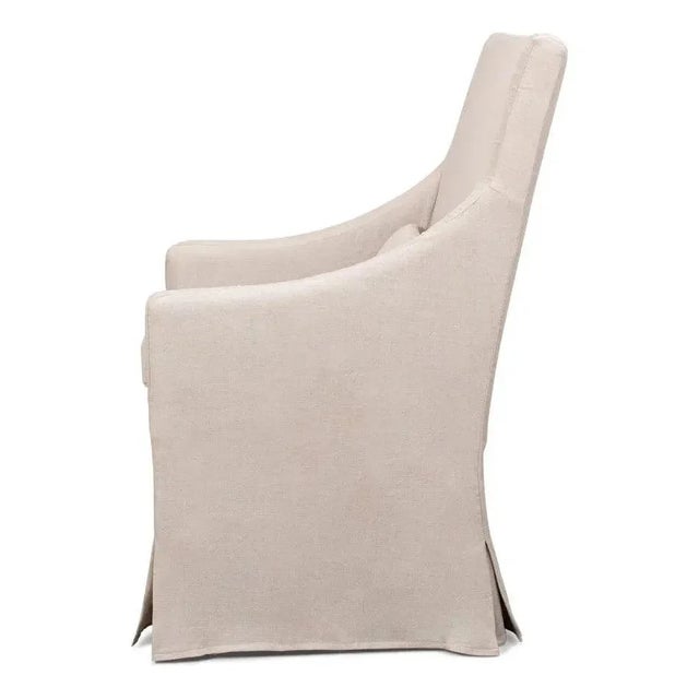 Skirted Linen Dining Arm Chair by Loomlan For Sale - Image 4 of 7