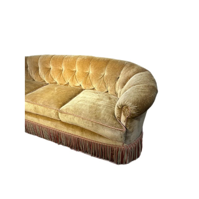 Mid-Century Modern 1990s George Smith Carmel Velvet Sofa With Bullion Fringe For Sale - Image 3 of 6